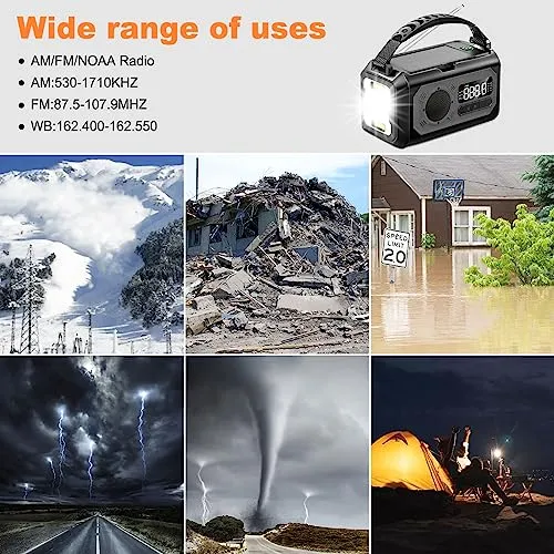 12000mAh Emergency Radio, Hand Crank Radio, Portable Solar Radio AM/FM/NOAA Weather Radio with 2 Solar Panels,3 Charging Methods,SOS Alarm,Flashlight,Phone Charger,Compass,Reading Lamp (Army Green)