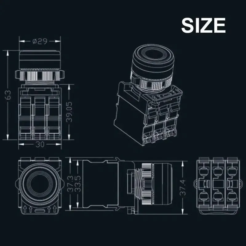 22mm Button Switch Waterproof Momentary Self Reset Self Locking Flat Head Start Stop Arrow Symbol Power Push Button Switch 10A