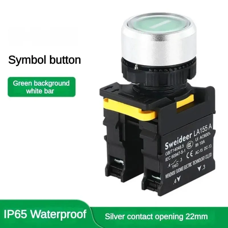 22mm Button Switch Waterproof Momentary Self Reset Self Locking Flat Head Start Stop Arrow Symbol Power Push Button Switch 10A