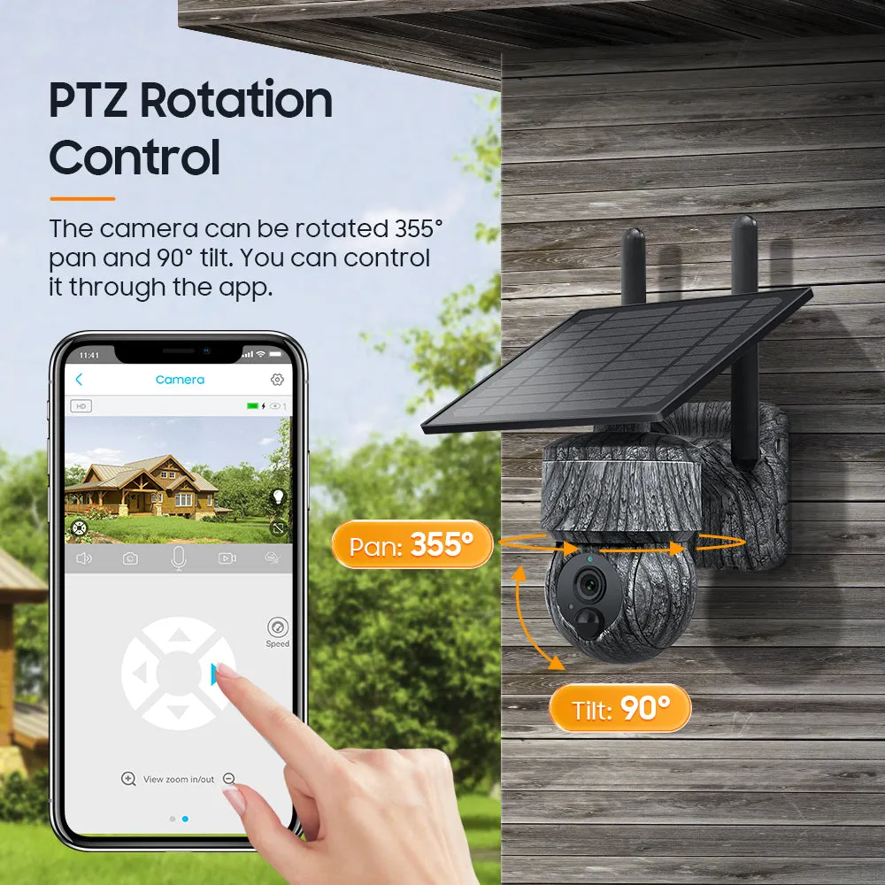 2K HD 3MP  CamouflageSolar Security  Camera  wireless 4G / WIFI