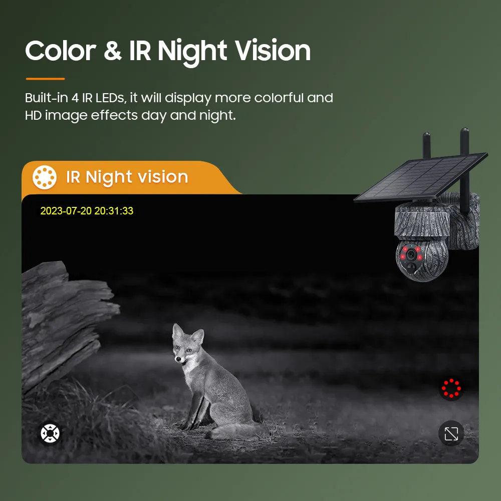 2K HD 3MP  CamouflageSolar Security  Camera  wireless 4G / WIFI