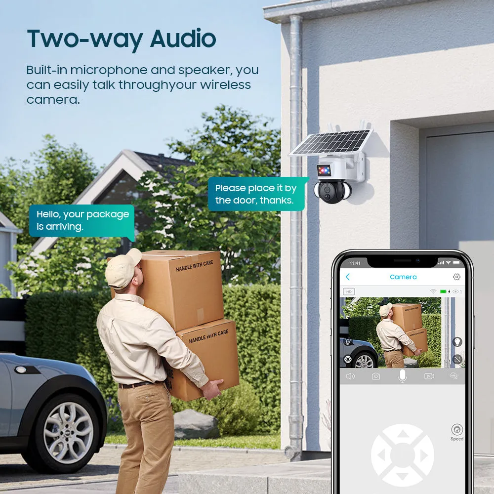 2K HD 4MP  Solar Security  Camera  wireless 4G / WIFI