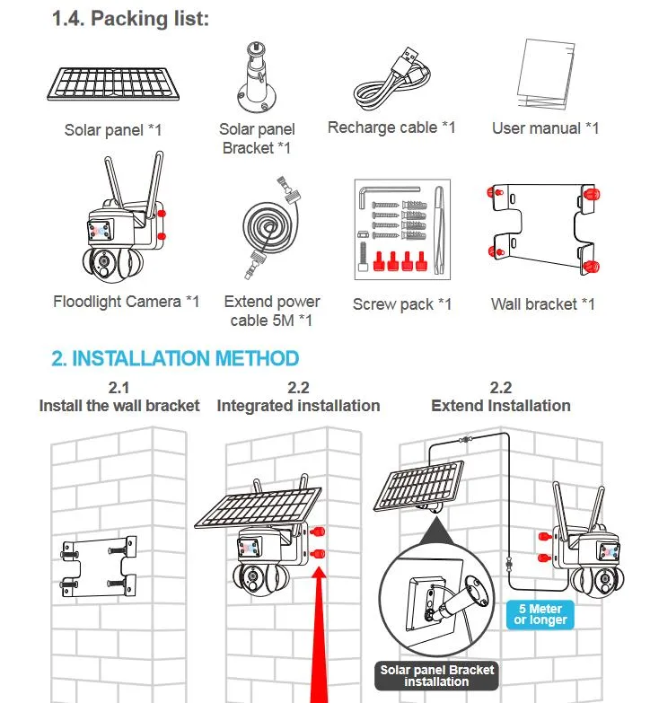 2K HD 4MP  Solar Security  Camera  wireless 4G / WIFI