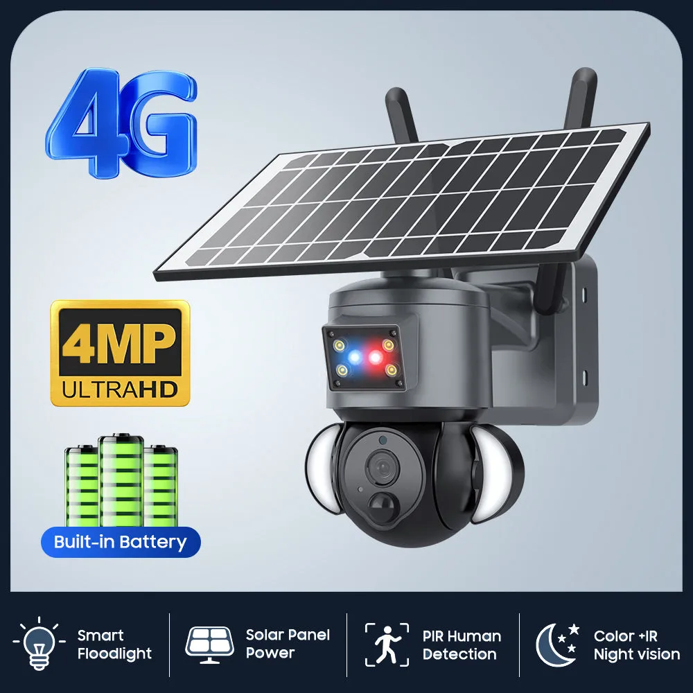 2K HD 4MP  Solar Security  Camera  wireless 4G / WIFI