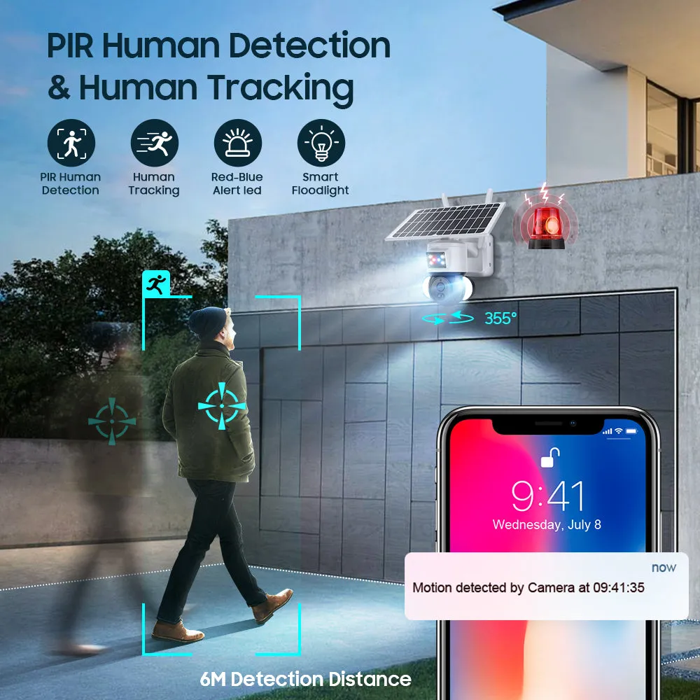 2K HD 4MP  Solar Security  Camera  wireless 4G / WIFI