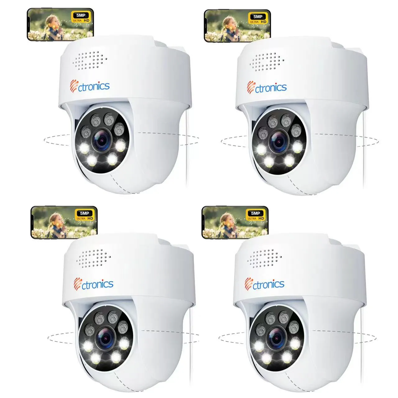 5MP PTZ Outdoor Surveillance Camera 2.4/5 GHz WiFi IP Dome Camera Human Detection Auto Tracking