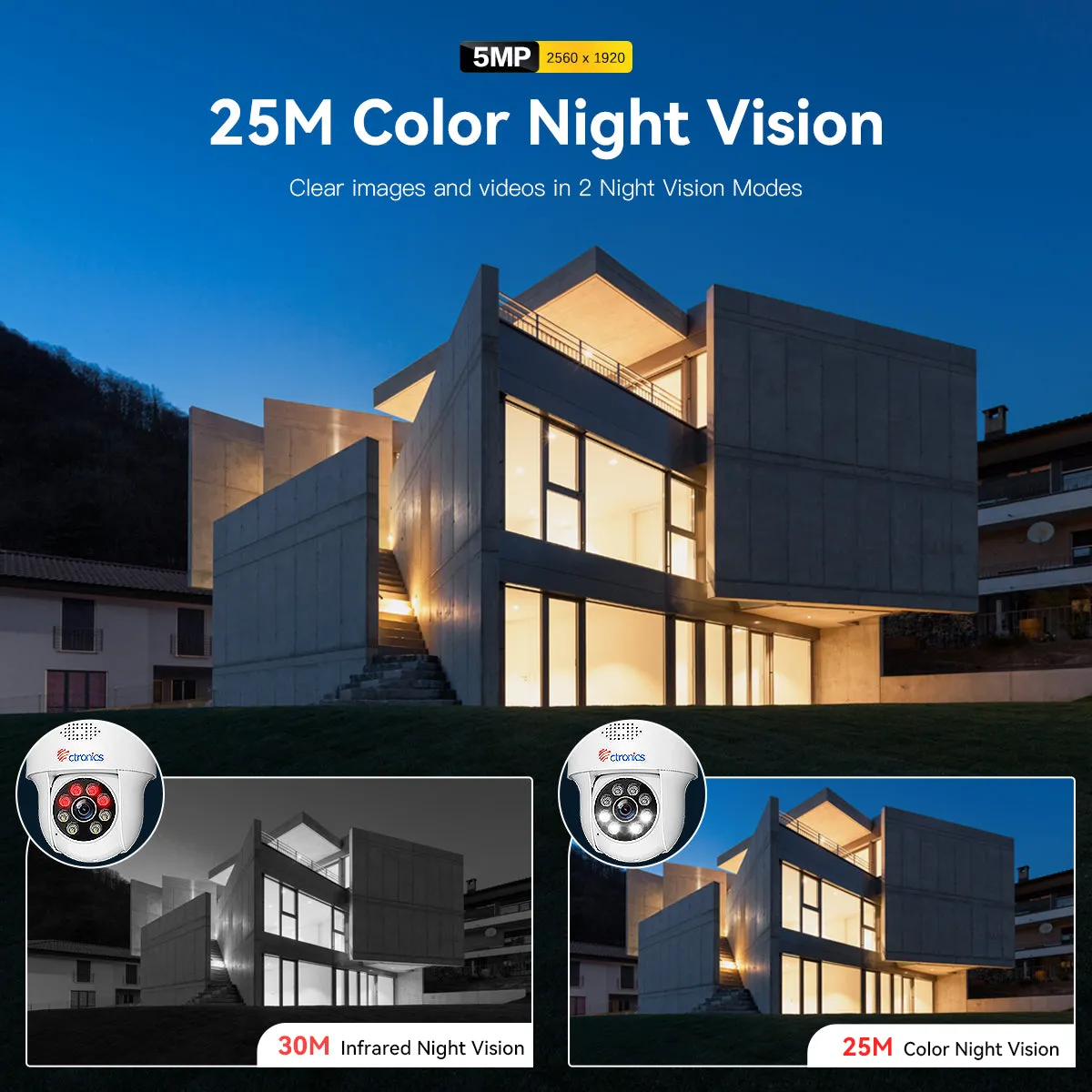 5MP PTZ Outdoor Surveillance Camera 2.4/5 GHz WiFi IP Dome Camera Human Detection Auto Tracking