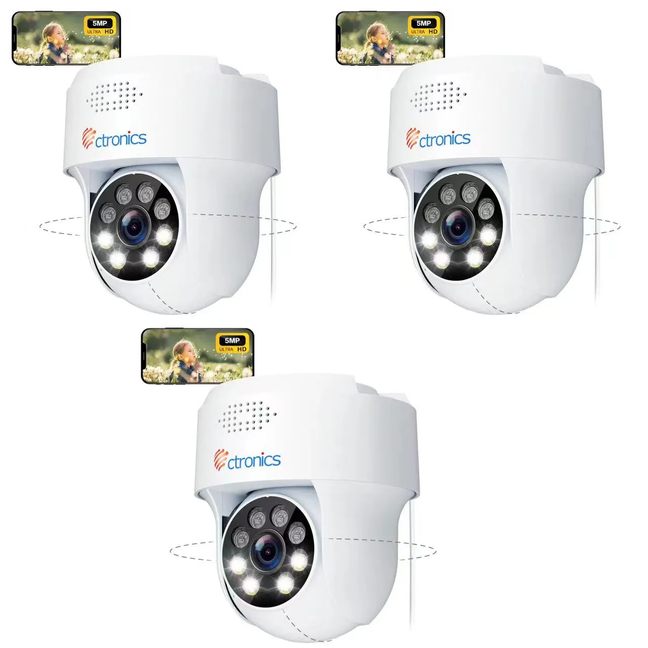 5MP PTZ Outdoor Surveillance Camera 2.4/5 GHz WiFi IP Dome Camera Human Detection Auto Tracking