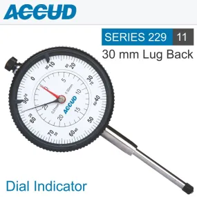ACCUD DIAL INDICATOR 30MM 0.01MM GRAD. LUG&FLAT BACK AC229-030-11