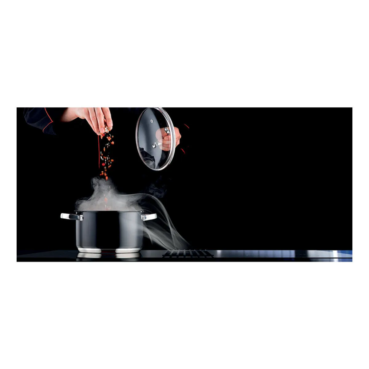 Artusi AID864DD 86cm 4 Zone Induction Cooktop with Built-In Extraction, Black