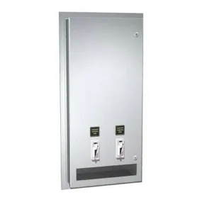 ASI 0464-50 Commercial Restroom Sanitary Napkin/ Tampon Dispenser, 50 Cents, Recessed-Mounted, Stainless Steel