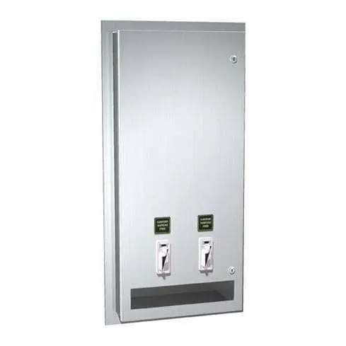 ASI 0464-50 Commercial Restroom Sanitary Napkin/ Tampon Dispenser, 50 Cents, Recessed-Mounted, Stainless Steel