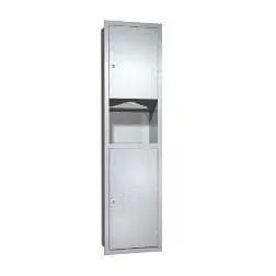ASI 0467-9 Combination Commercial Paper Towel Dispenser/Waste Receptacle, Surface-Mounted, Stainless Steel