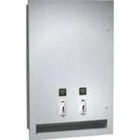 ASI 0468-2-50 Commercial Restroom Sanitary Napkin/ Tampon Dispenser, 50 Cents, Semi-Recessed-Mounted, Stainless Steel