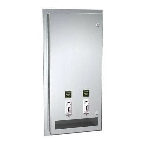 ASI 0864-50 Commercial Restroom Sanitary Napkin/ Tampon Dispenser, 50 Cents, Surface-Mounted, Stainless Steel