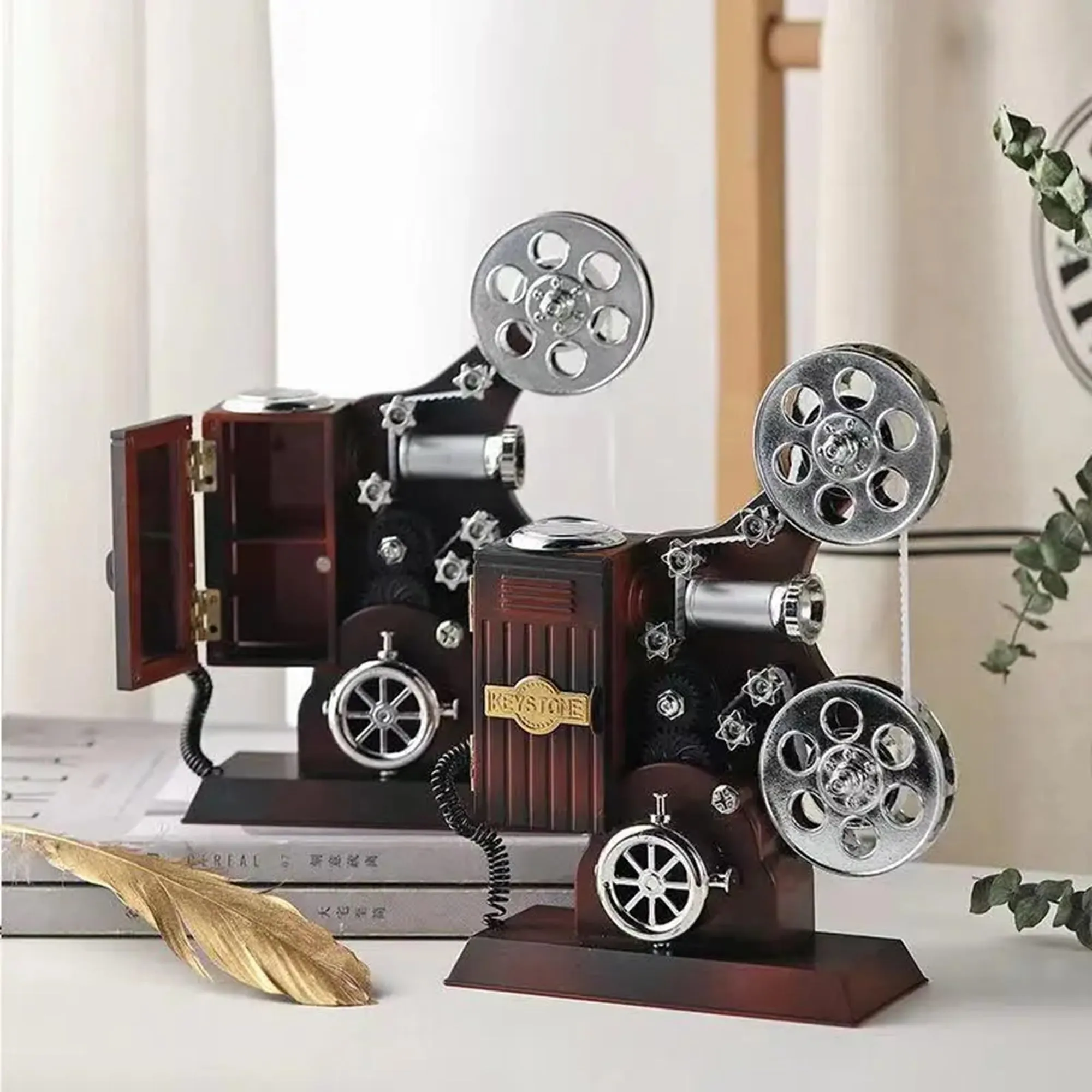 AUGEN Exclusive Music Box Musical 360° rotatable Carousel Children's Wooden Men and Women Birthday Creative Christmas Valentine's Day Gift Home Decoration (Projector)