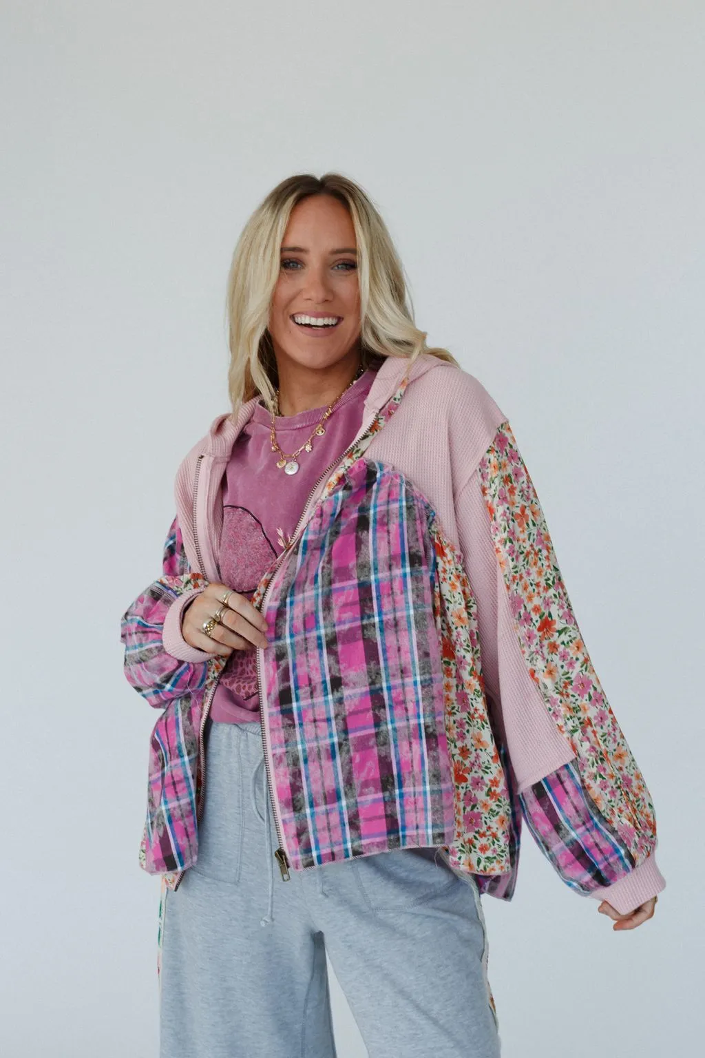 Blossom Check Jacket - Pink