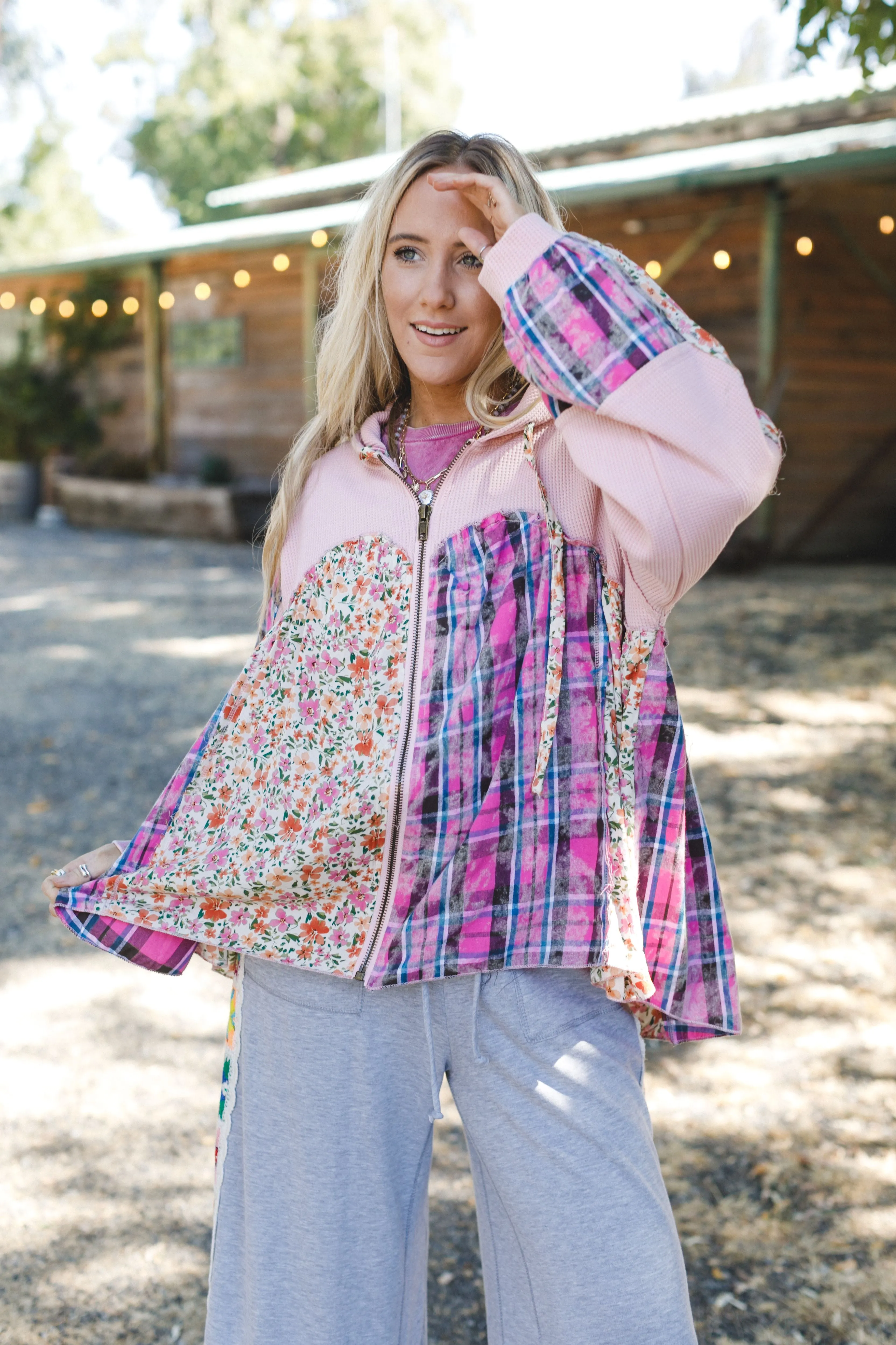 Blossom Check Jacket - Pink