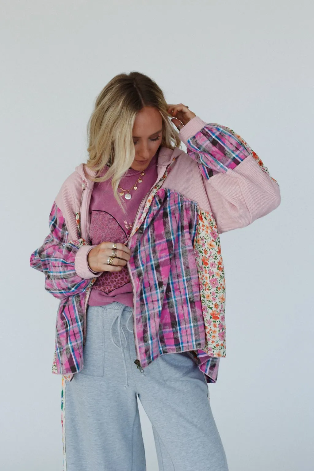 Blossom Check Jacket - Pink