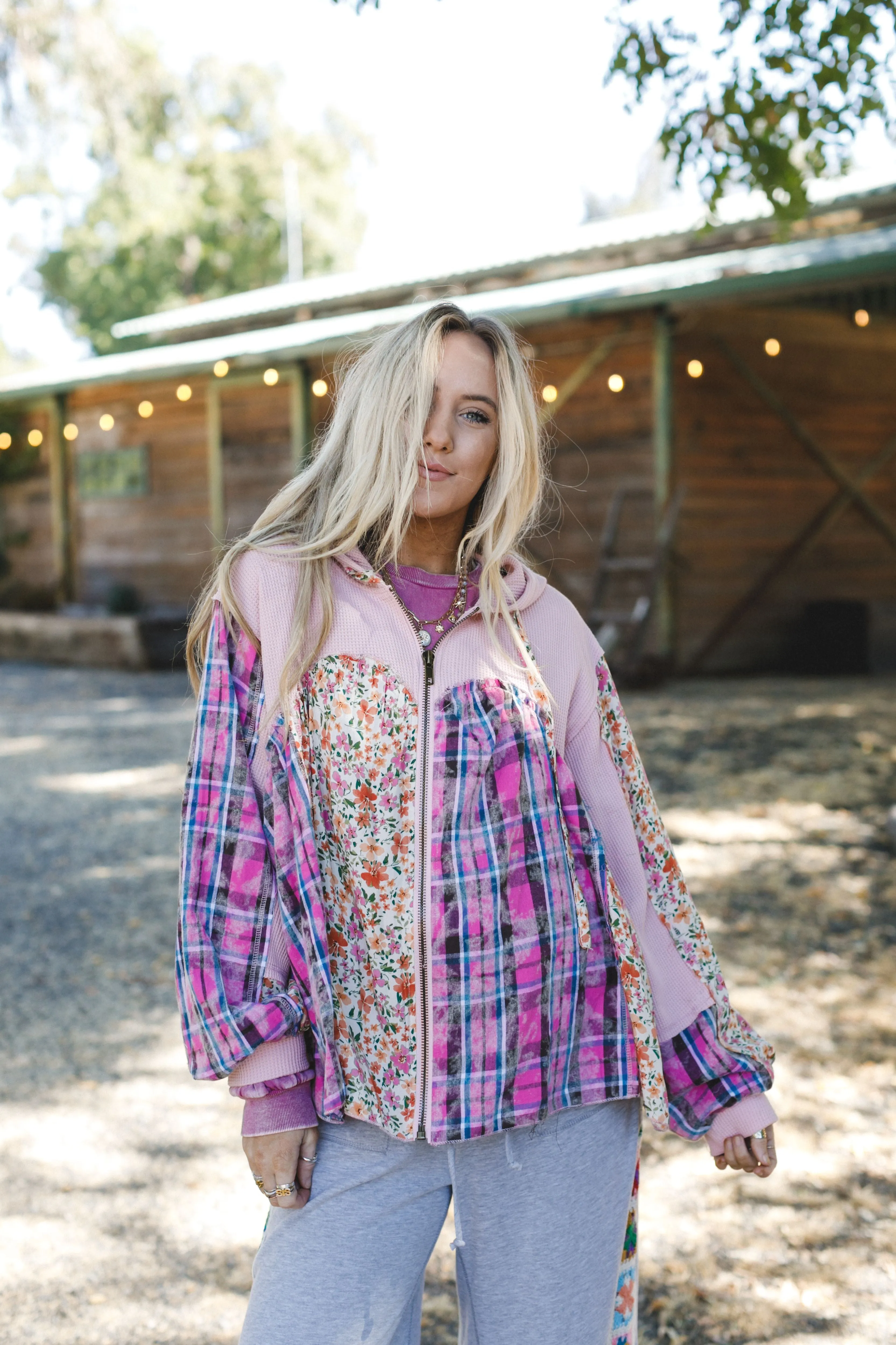 Blossom Check Jacket - Pink