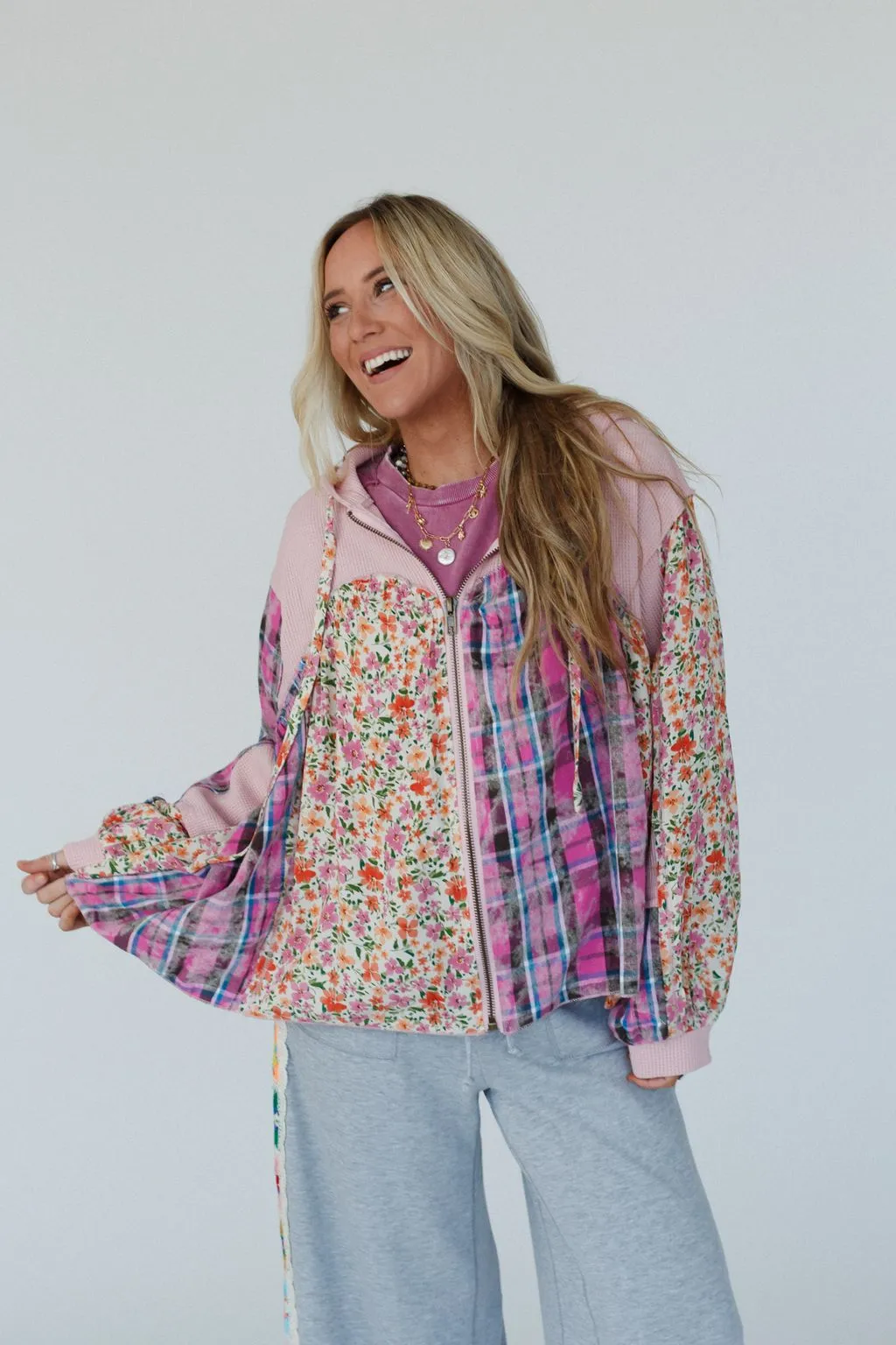 Blossom Check Jacket - Pink