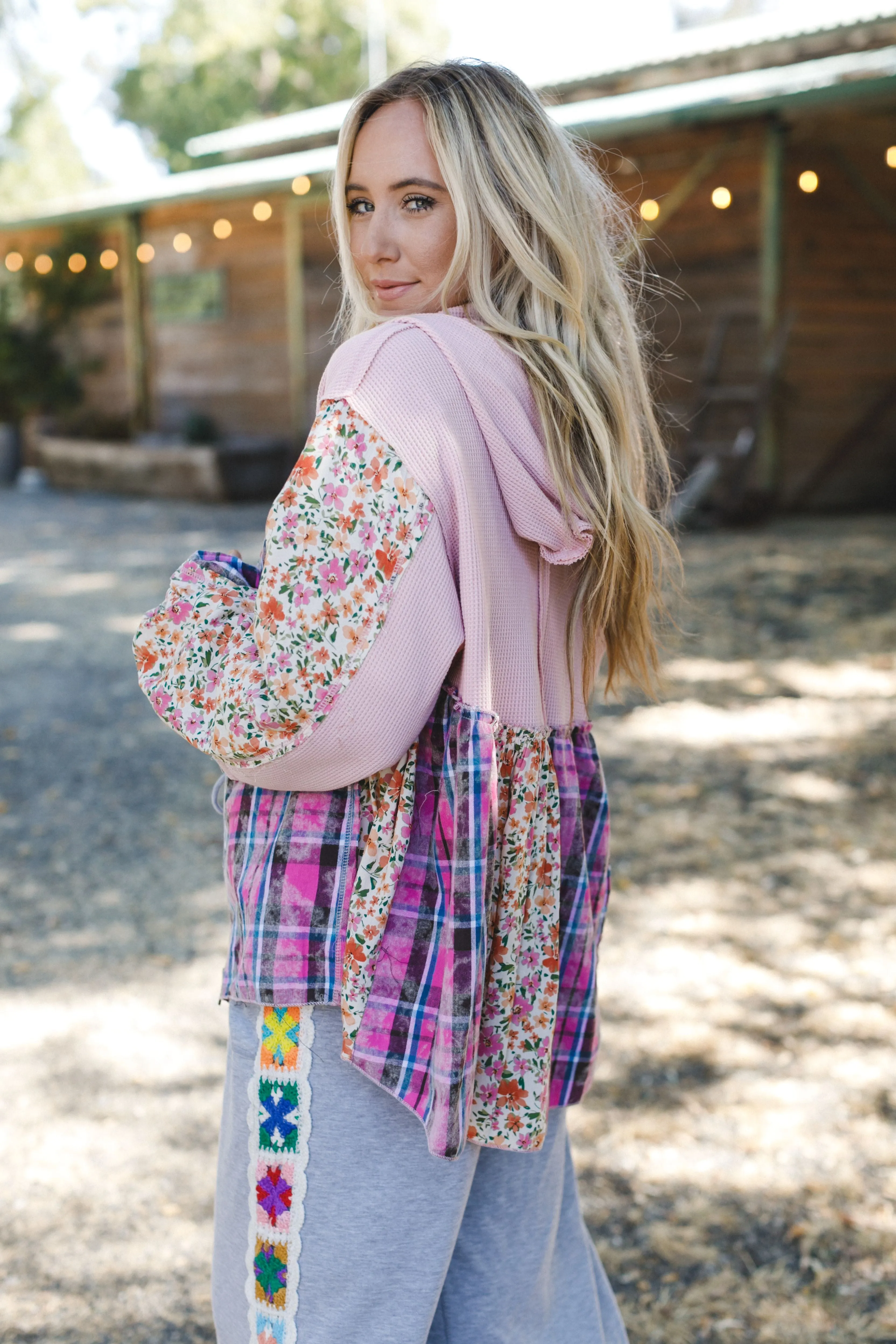 Blossom Check Jacket - Pink