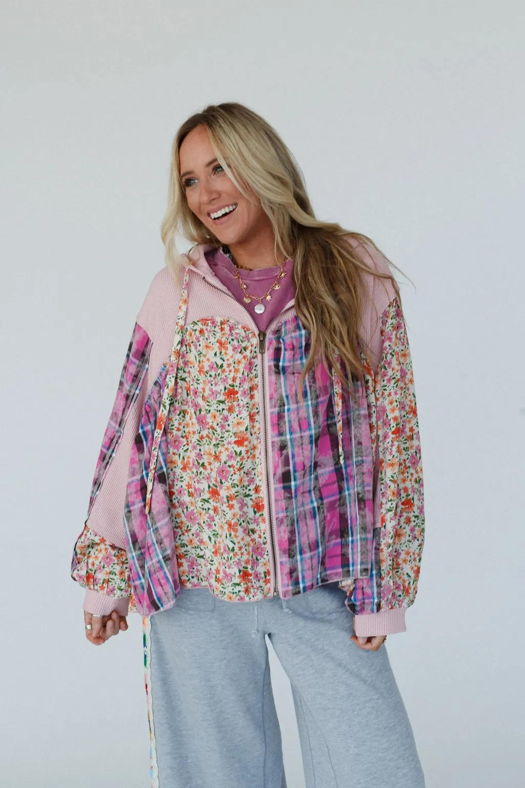 Blossom Check Jacket - Pink