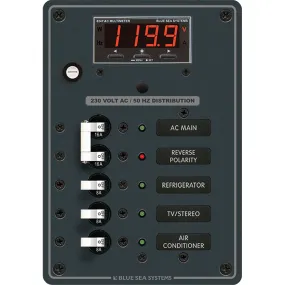 Blue Sea 8505 AC Main   Branch A-Series Toggle Circuit Breaker Panel (230V) - Main   3 Position