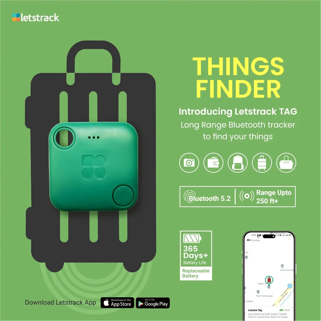 Bluetooth TAG Pro & Item Finder for Keys, Wallet & Luggage | TAG Tracker | Wallet Finder | Key Finder | Battery Replaceable - Letstrack