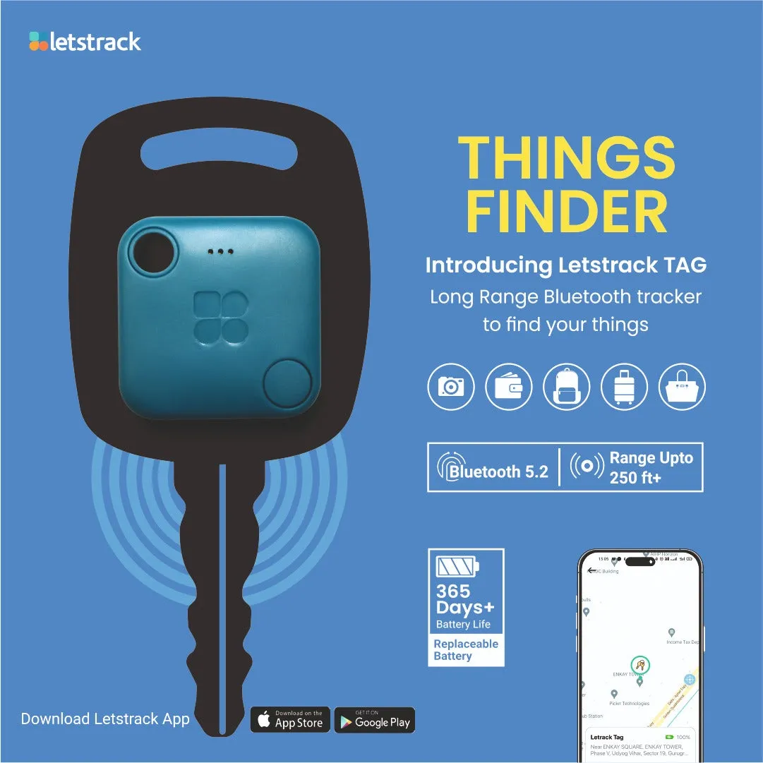 Bluetooth TAG Pro & Item Finder for Keys, Wallet & Luggage | TAG Tracker | Wallet Finder | Key Finder | Battery Replaceable - Letstrack