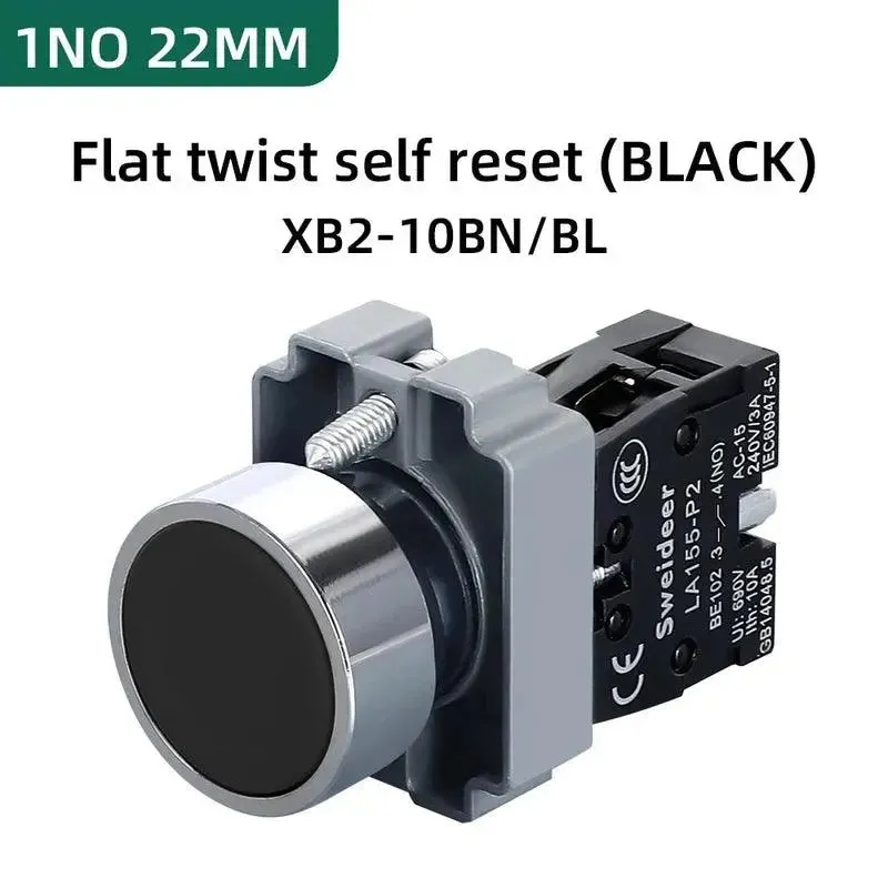 Button Switch Momentary Self Reset XB2 Small Flat Round Head 22mm Power Push Button Switch XB2-BA42 XB2-BA31 XB2-BA51 10A NC/NO