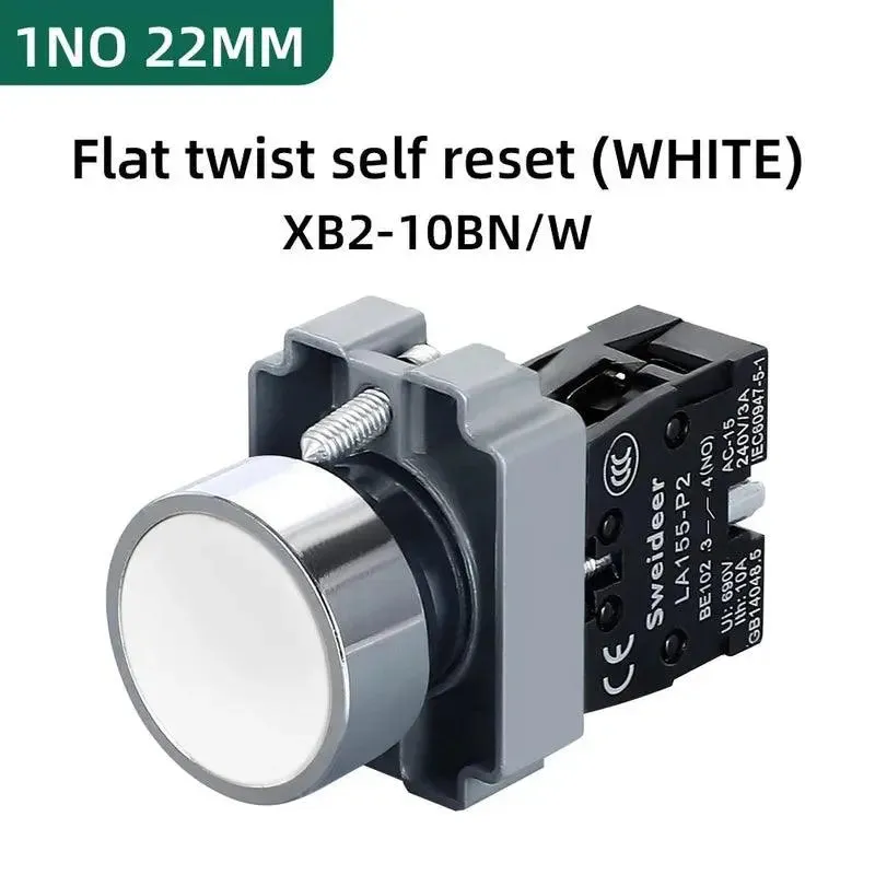 Button Switch Momentary Self Reset XB2 Small Flat Round Head 22mm Power Push Button Switch XB2-BA42 XB2-BA31 XB2-BA51 10A NC/NO