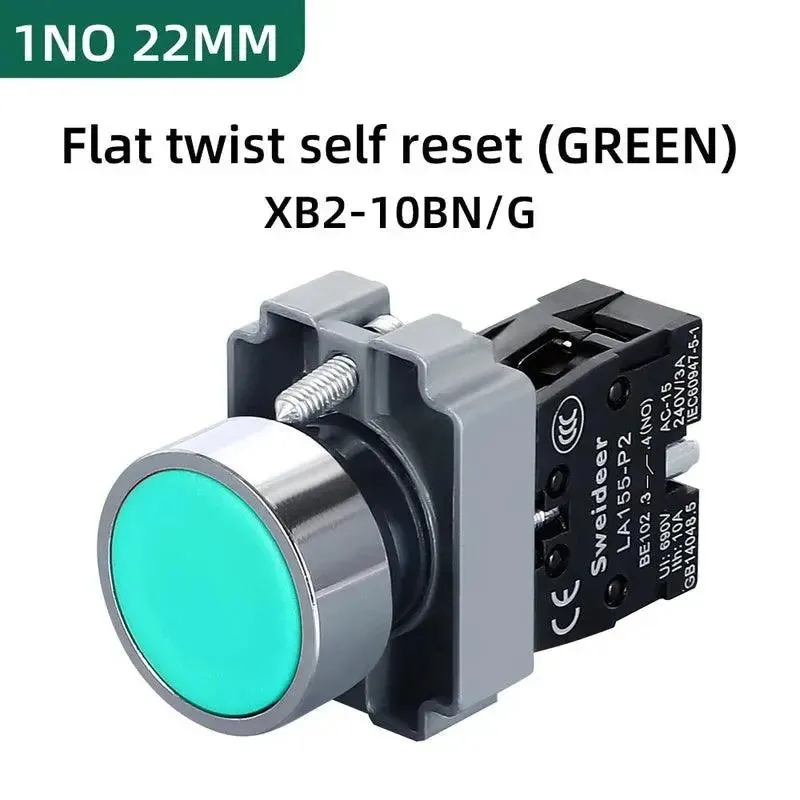 Button Switch Momentary Self Reset XB2 Small Flat Round Head 22mm Power Push Button Switch XB2-BA42 XB2-BA31 XB2-BA51 10A NC/NO
