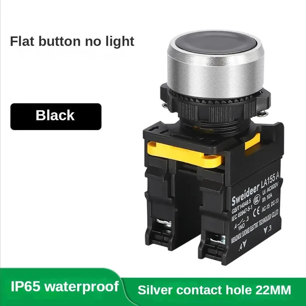 Button Switch Waterproof Momentary Self Reset Self Locking Flat Round Head 22mm Power Push Button Switch 10A 1NO 1NC Red Green