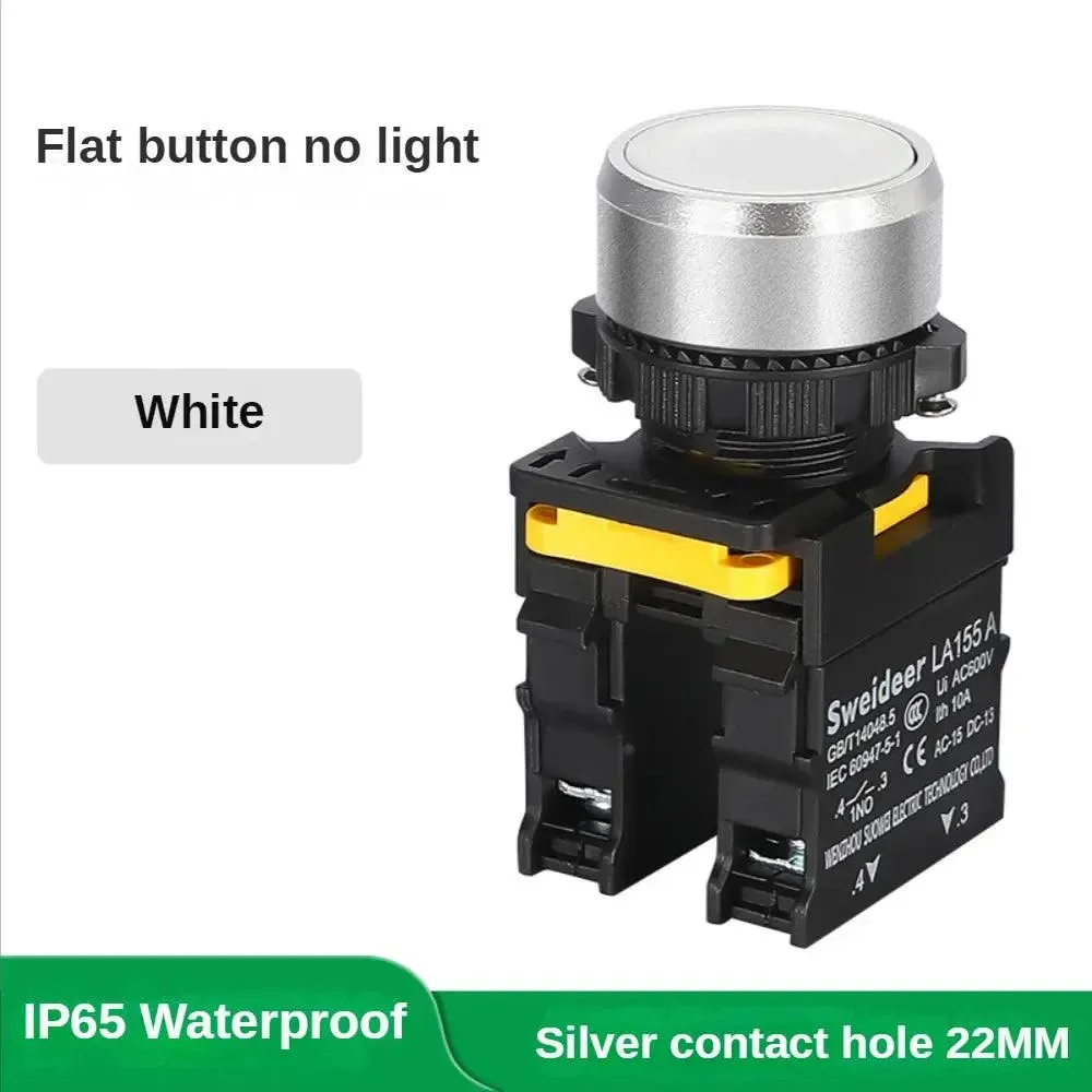 Button Switch Waterproof Momentary Self Reset Self Locking Flat Round Head 22mm Power Push Button Switch 10A 1NO 1NC Red Green