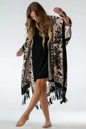 Crushin' On You Velvet Kimono - Black