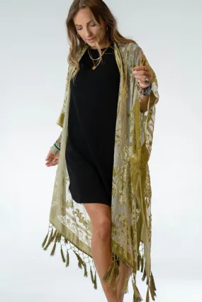 Crushin' On You Velvet Kimono - Olive
