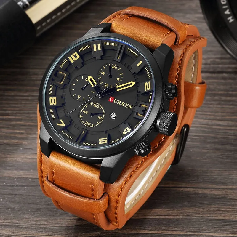 Curren 8225 Army Military Quartz Mens Watches Top Brand Luxury Leather Men Watch Casual Sport Male Clock Watch Relogio Masculino