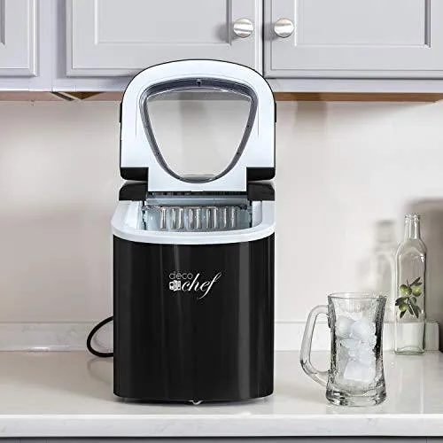 Deco Rapid Portable Automatic Electric Countertop Ice Maker - 6 Great Colors Compact Top Load 26 Lbs. Per Day Great for Party Hosting Never Run Out of Ice Again, Self Cleaning (Black)