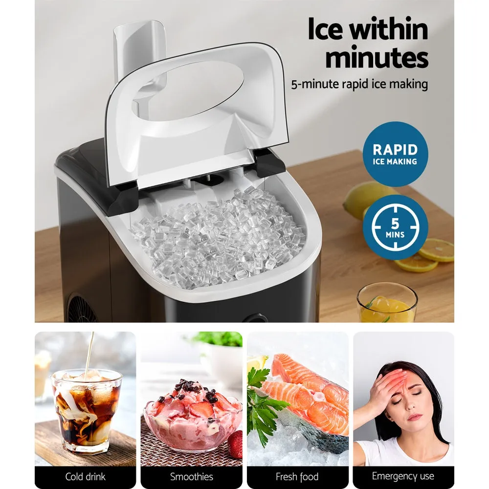 Devanti Portable Ice Maker Machine Nugget Ice Cube 15kg Bar Countertop