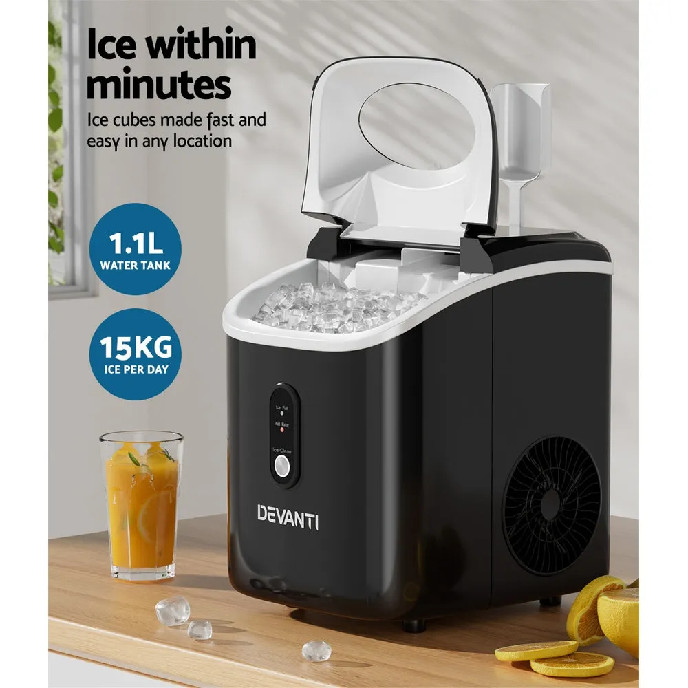 Devanti Portable Ice Maker Machine Nugget Ice Cube 15kg Bar Countertop