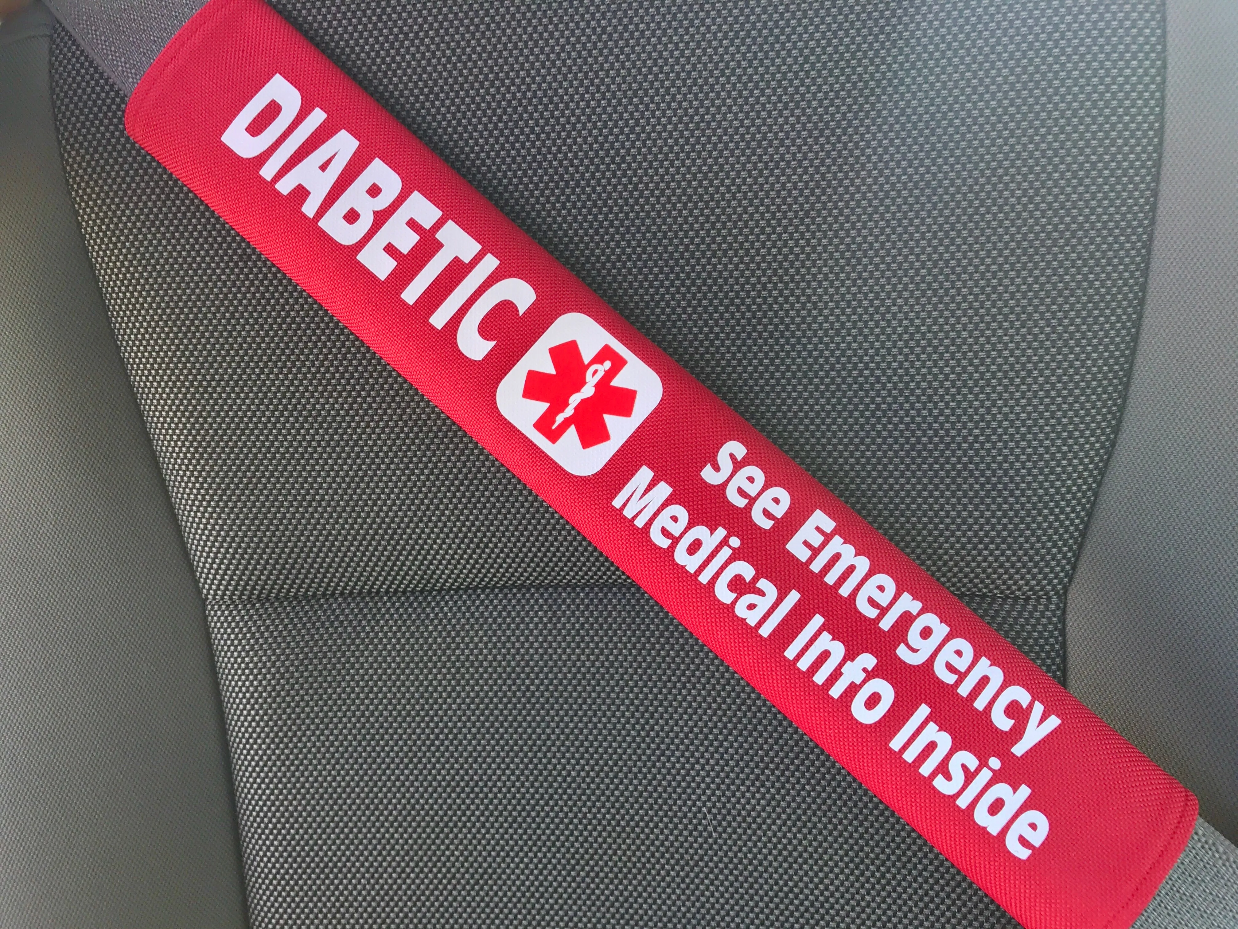 Diabetic Medical Alert Seat Belt Cover