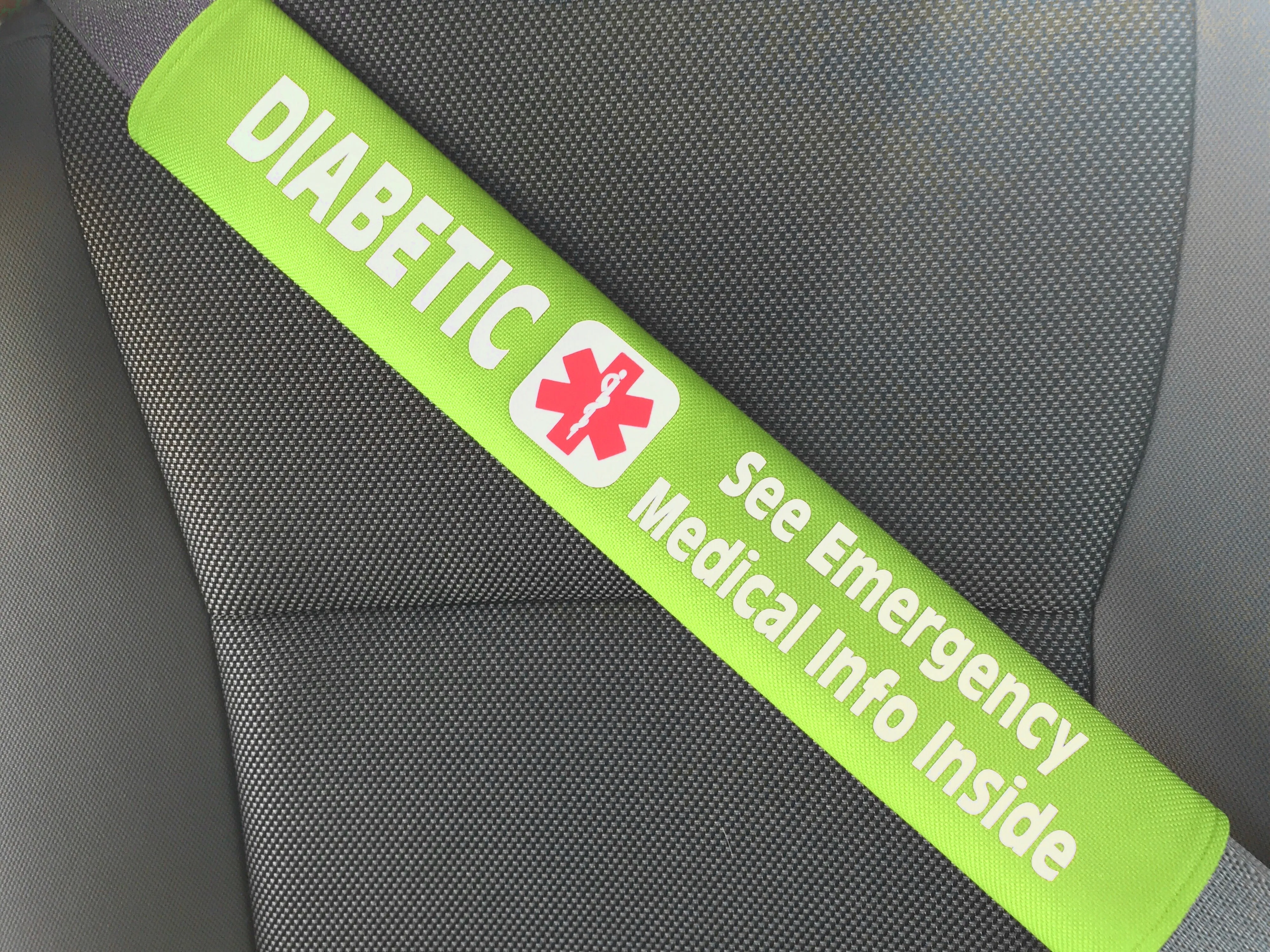 Diabetic Medical Alert Seat Belt Cover