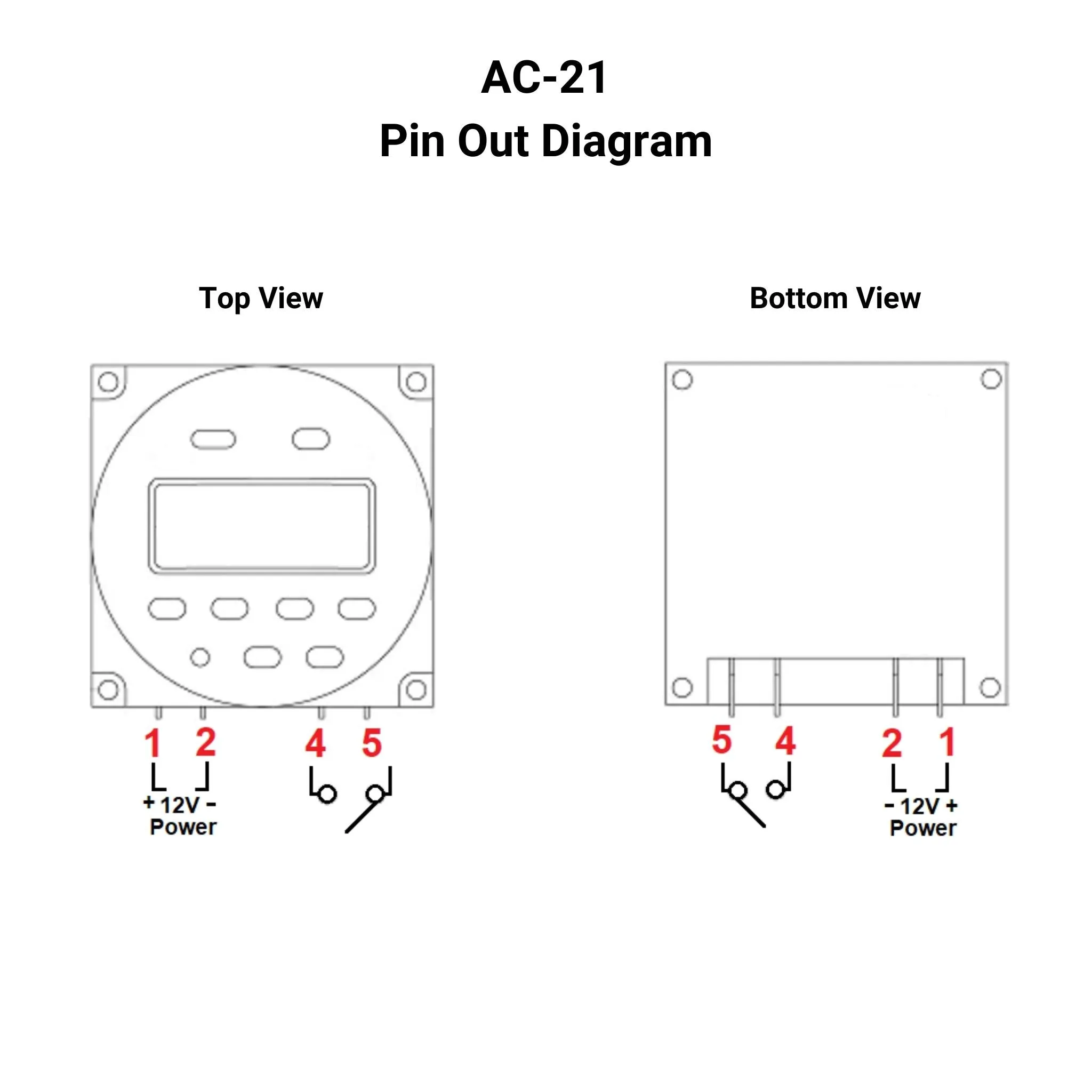 Digital Programmable Timer Switch - 12VDC - 16A