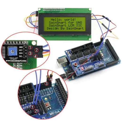 [Discontinued] SainSmart 2560   Sensor V5   LCD2004 Yellow for Arduino UNO MEGA R3 Mega2560 Duemilanove Nano Robot