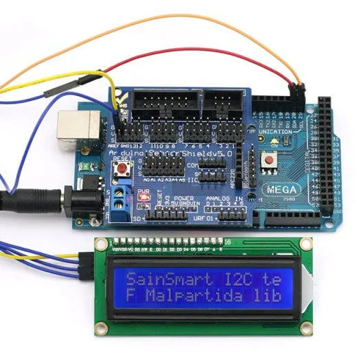 [Discontinued] SainSmart MEGA, ATmega2560   Sensor Shield V5 IIC/I2C/TWI 1602 Serial LCD Module Display For Arduino UNO MEGA