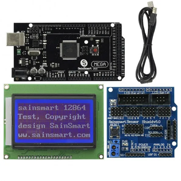 [Discontinued] SainSmart Mega2560 R3 12864 LCD Sensor Shield V5 Kit For Arduino AVR ATmega8U2