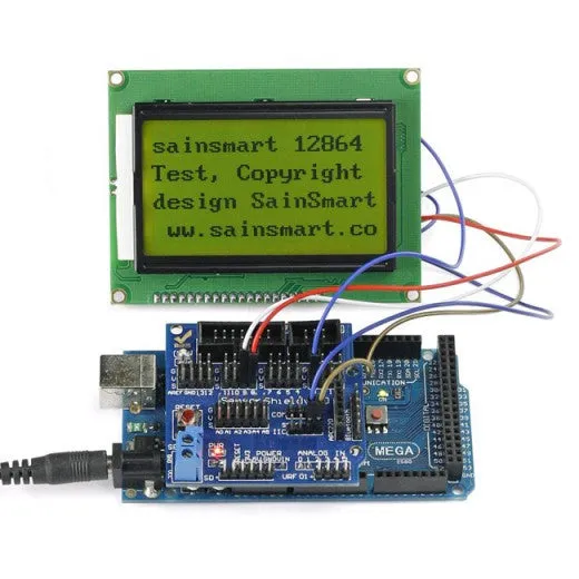 [Discontinued] SainSmart MEGA2560   Sensor V5   LCD12864 Yellow for Arduino UNO MEGA R3 Mega2560 Duemilanove Nano Robot