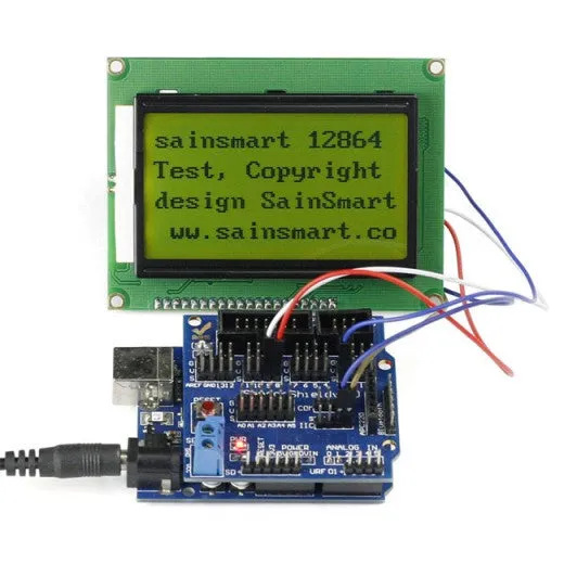 [Discontinued] SainSmart UNO   Sensor V5   LCD12864 Yellow for Arduino UNO MEGA R3 Mega2560 Duemilanove Nano Robot