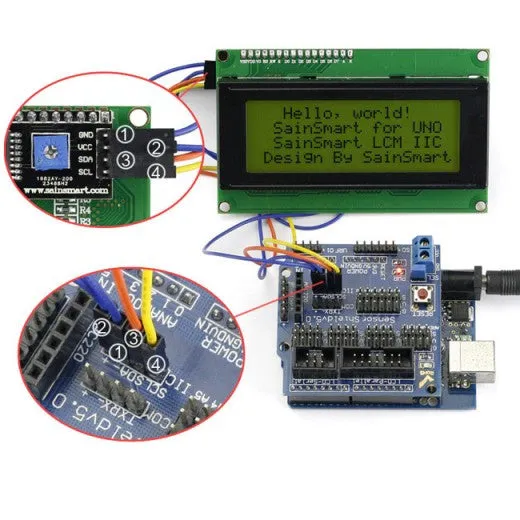 [Discontinued] SainSmart UNO   Sensor V5   LCD2004 Yellow for Arduino UNO MEGA R3 Mega2560 Duemilanove Nano Robot